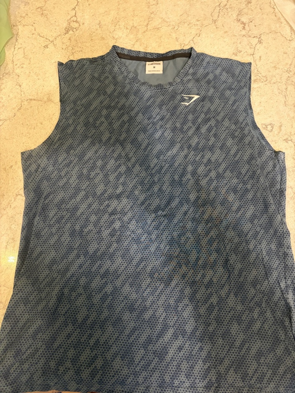 Gymshark Men’s Navy Blue/Grey Patterned Sleeveless Training Tank